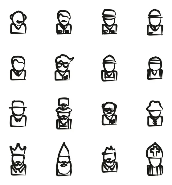 Conjunto de iconos Avatar 4 Freehand — Vector de stock