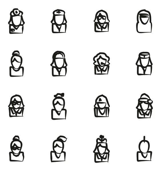 Avatar Icons Set 5 Freehand — Stockvector