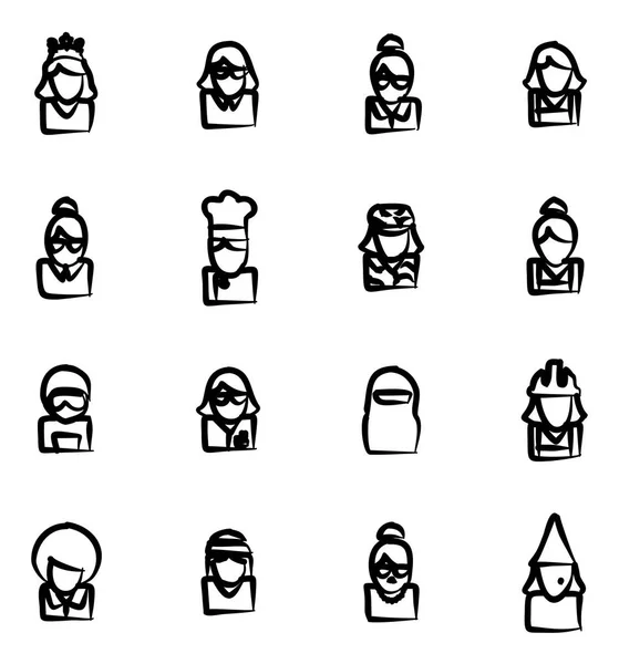 Conjunto de iconos Avatar 6 Freehand — Vector de stock