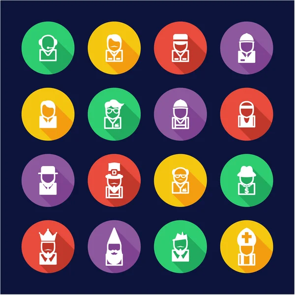 Conjunto de iconos Avatar 4 Círculo de diseño plano — Vector de stock