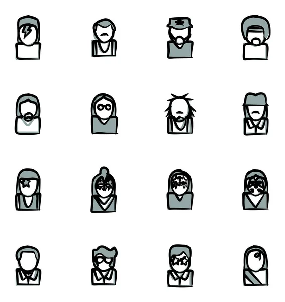 Avatar iconos músicos famosos conjunto 1 Freehand 2 Color — Vector de stock