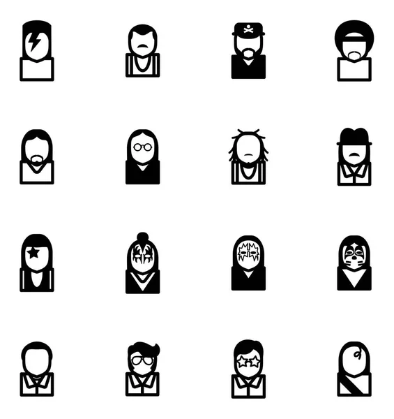 Icônes Avatar Musiciens célèbres Set 1 — Image vectorielle