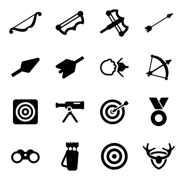Archery Icons Black & White — Stock Vector