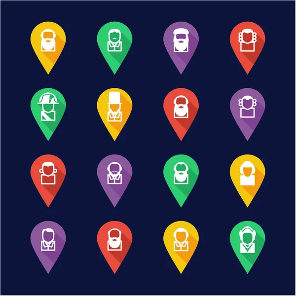 Avatar Icons Historical Figures Flat Design Pin Grafik Vektor