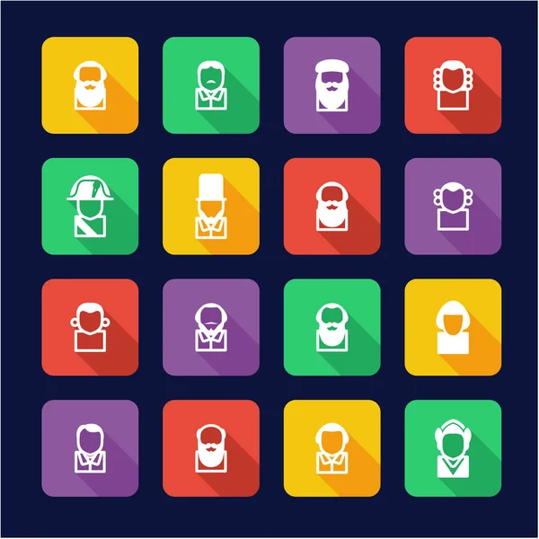Avatar Icons Historical Figures Flat Design Stok Ilustrasi 
