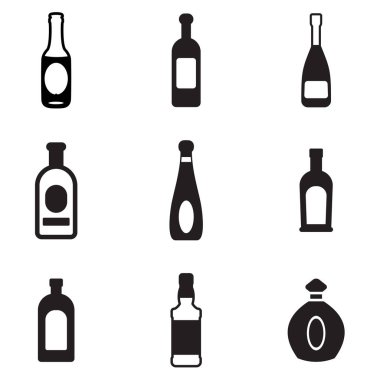 Şişe simgeler siyah ve beyaz