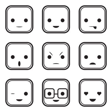 Siyah ve beyaz yüz ifade simgeleri