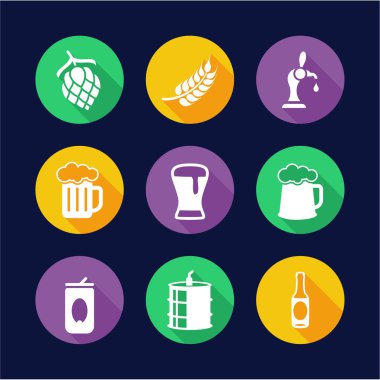 Bira simgeler düz tasarım daire