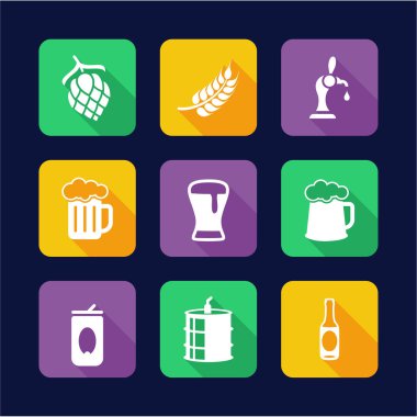 Bira simgeler düz tasarım