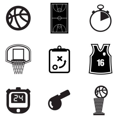 Basketbol simgeler siyah ve beyaz