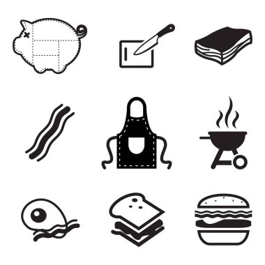 Pastırma simgeler siyah ve beyaz