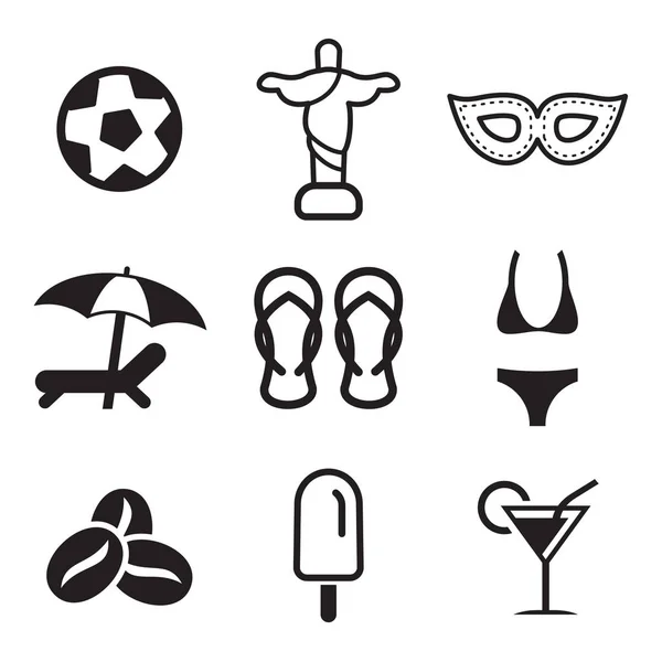 Iconos de la cultura brasileña — Vector de stock