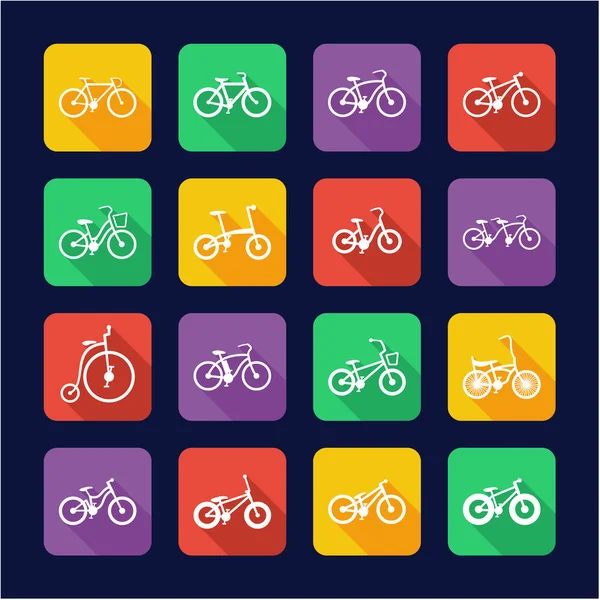 Плоский дизайн велосипедных иконок — стоковый вектор
