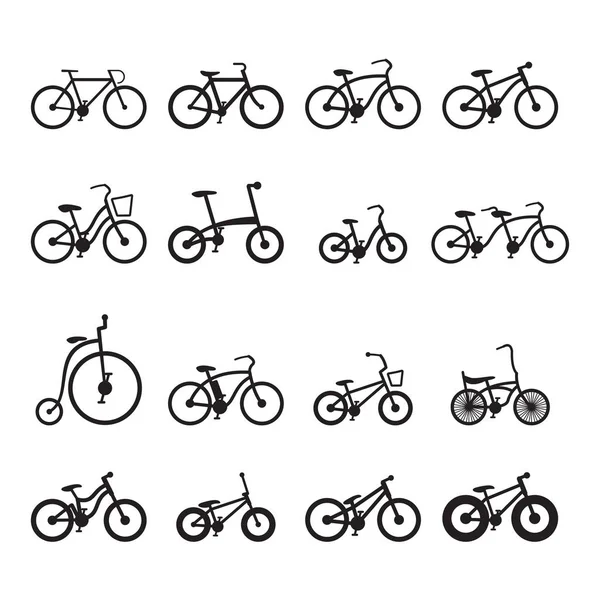 Ícones de bicicleta preto & branco — Vetor de Stock