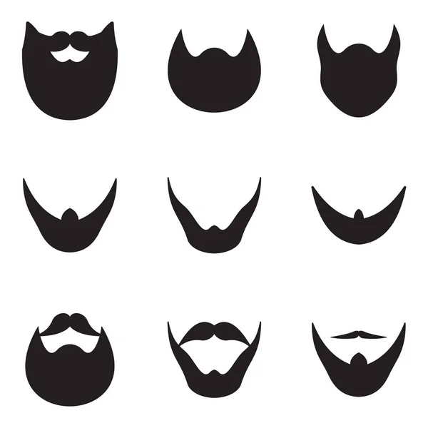 Iconos de barba Blanco y Negro — Vector de stock