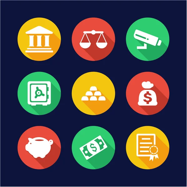 stock vector Bank Icons Flat Design Circle