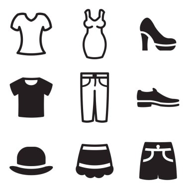 Clothing Icons Black & White clipart