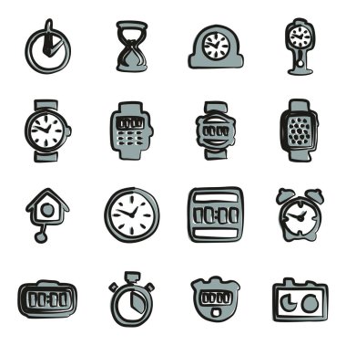 2 serbest el 2 renkli saat Icons Set