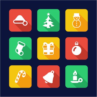 Christmas simgeleri tasarım düz