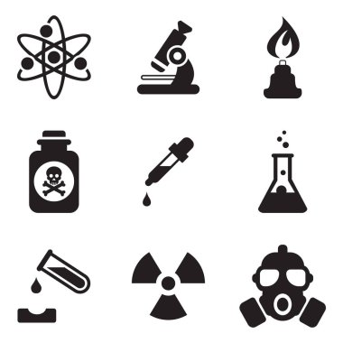 Chemistry icons Black & White clipart