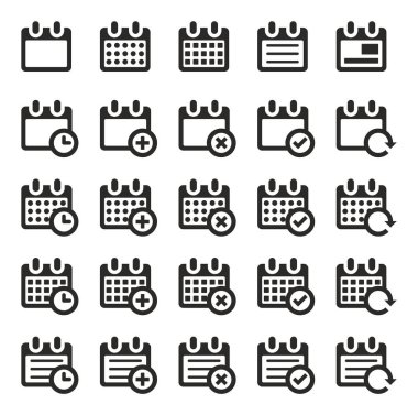 Takvim ikonlar siyah ve beyaz