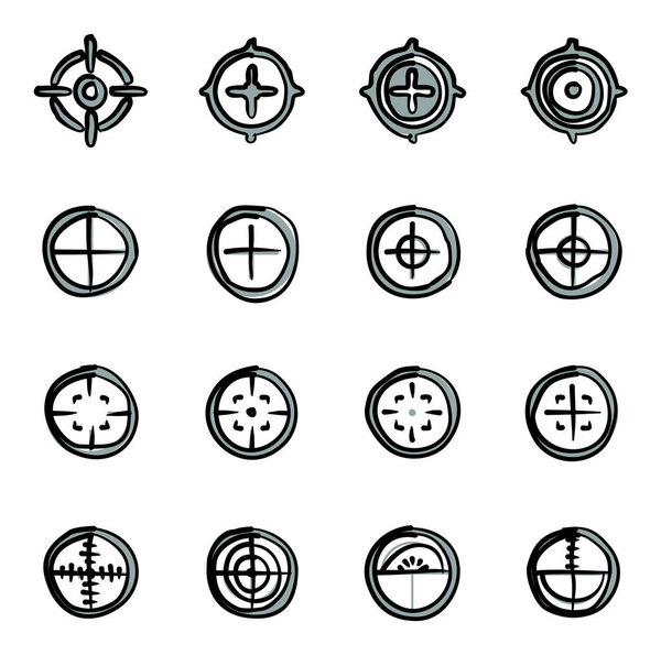Crosshair Icons Freehand 2 Color
