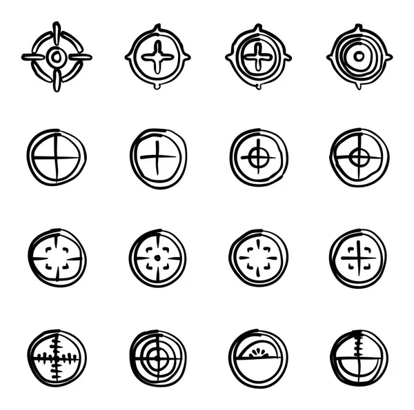 Fadenkreuz-Symbole freihändig — Stockvektor