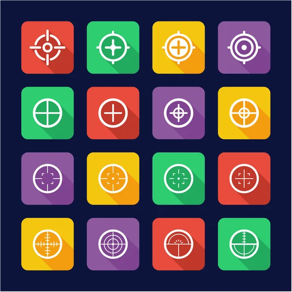 Crosshair iconos de diseño plano — Vector de stock