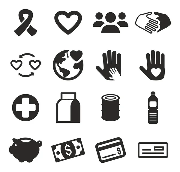 Charity Icons Black & White — Stock Vector