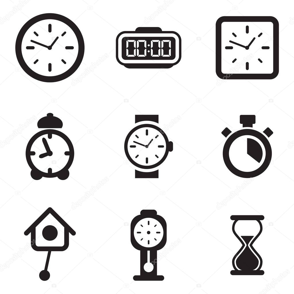 Clock Icons Black & White
