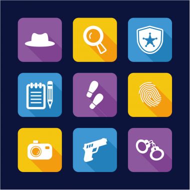 Dedektif simgeler düz tasarım