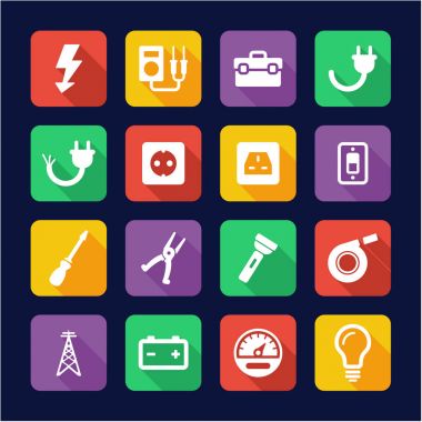 Electrician Icons Flat Design clipart