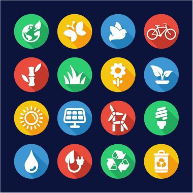 Ekoloji simgeler düz tasarım daire