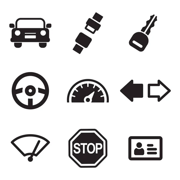 Icônes d'école de conduite — Image vectorielle