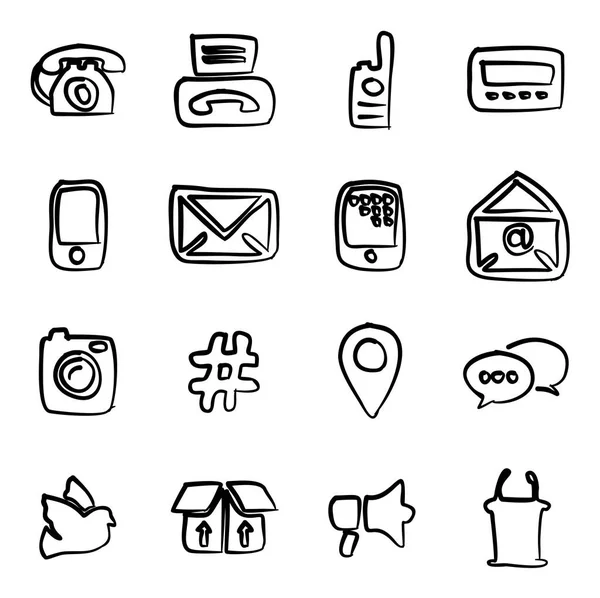 Diversi modi di comunicazione Icone Freehand — Vettoriale Stock