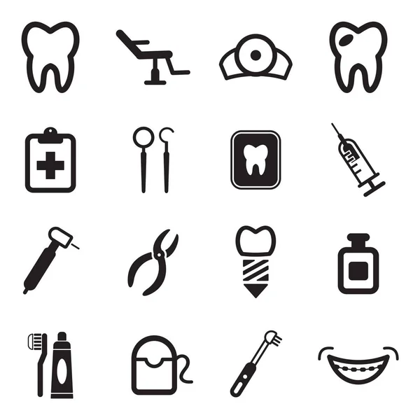 Icônes de dentiste Noir & Blanc — Image vectorielle