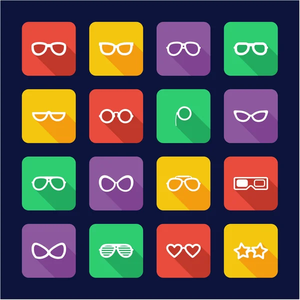 Eyeglasses Icons Flat Design — Stock Vector