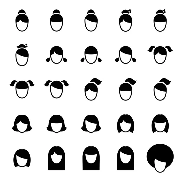 Iconos de corte de pelo femenino — Archivo Imágenes Vectoriales