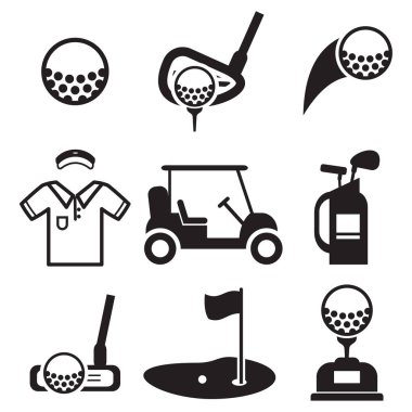 Golf simgeler siyah ve beyaz