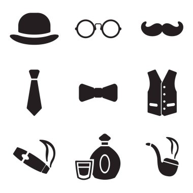 Beyefendi simgeler siyah ve beyaz