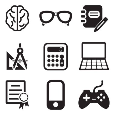 Geek simgeler siyah ve beyaz