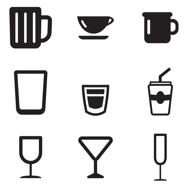 Iconos de vidrio o taza — Vector de stock