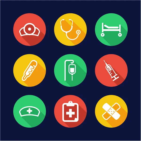 Hospital Icons Flat Design Circle — Stock Vector