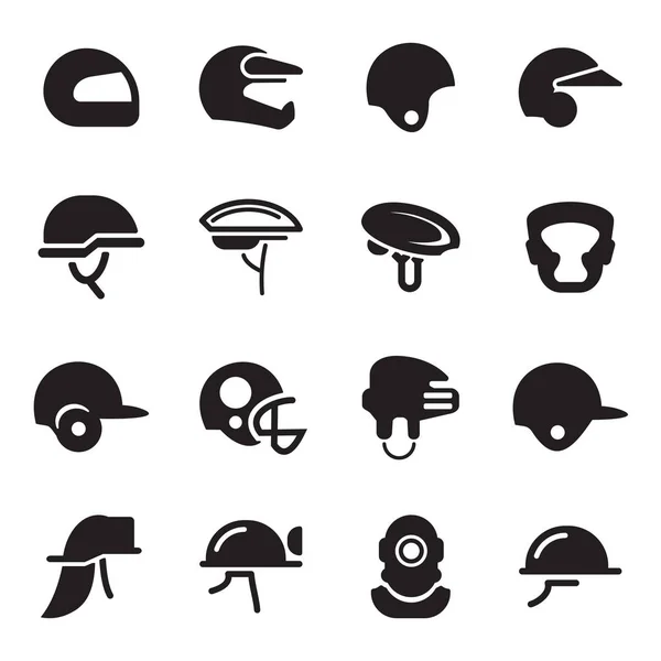 Ikony helma černá & bílá — Stockový vektor
