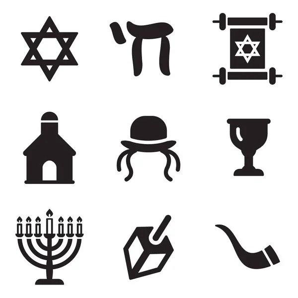 Judendomen ikoner svart & vit — Stock vektor