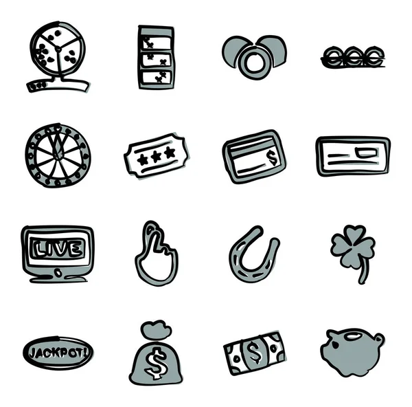Lottery Icons Freehand 2 Color — Stock Vector