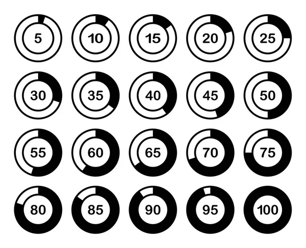 Chargement ou pourcentage d'icônes Set 1 — Image vectorielle