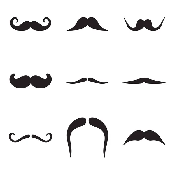 Iconos de bigote Blanco y Negro — Vector de stock