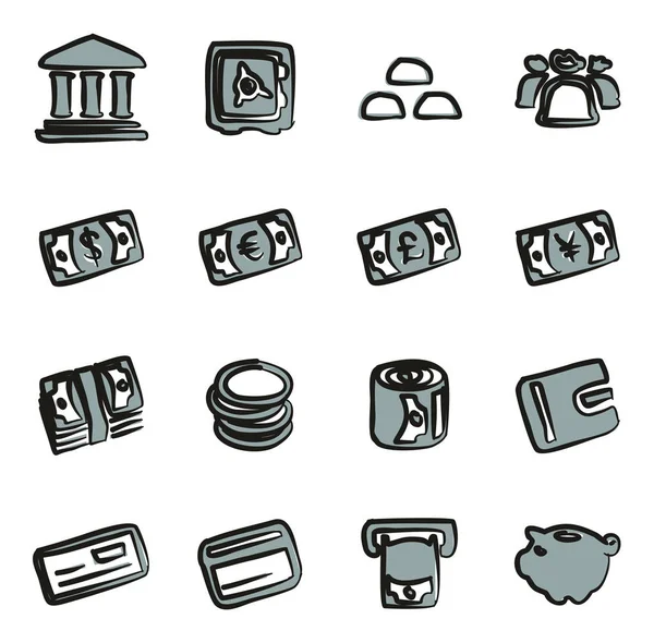 Money Icons Freehand 2 Color — Stock Vector
