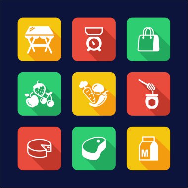 Pazar yeri simgeler düz tasarım